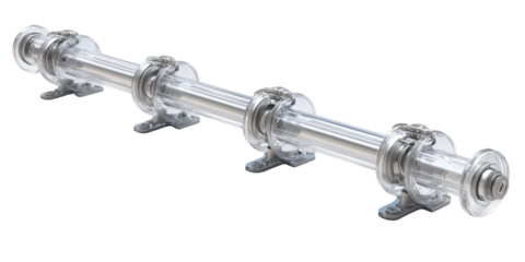 Transparent rendering of a long, hollow shaft with multiple bearings