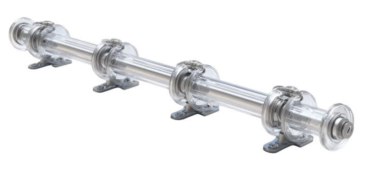 Transparent rendering of a long, hollow shaft with multiple bearings
