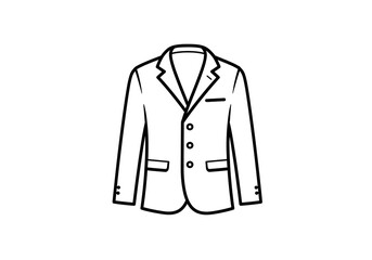 Naklejka premium Sharp black and white line art blazer jacket icon for professional business attire and fashion presentations.