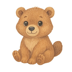 Cute watercolor bear cub illustration transparent background