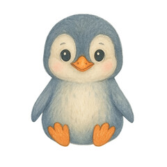 Fototapeta premium Cute watercolor baby penguin illustration transparent background