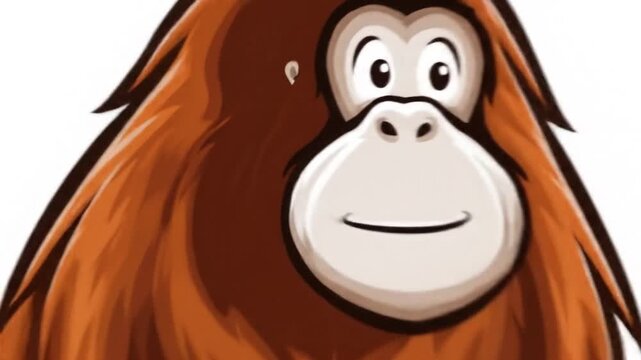 A cartoon style image depicts a monkey's face, featuring eyes, nose, and mouth with hair