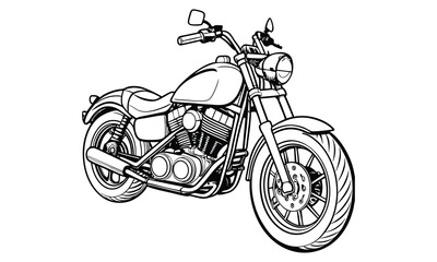 Obraz premium Harley-Davidson Sportster Kids vector line art and silhouette t shirt design, elegant detailed illustration, perfect for printable coloring pages, art therapy relaxation and stress relief.