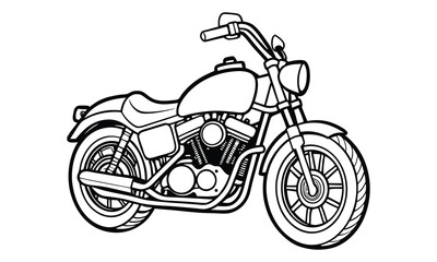 Obraz premium Harley-Davidson Sportster Kids vector line art and silhouette t shirt design, elegant detailed illustration, perfect for printable coloring pages, art therapy relaxation and stress relief.