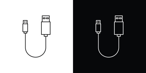 USB cable icons. vector symbol illustrations.