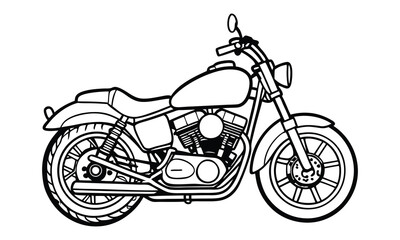 Obraz premium Harley-Davidson Sportster Kids vector line art and silhouette t shirt design, elegant detailed illustration, perfect for printable coloring pages, art therapy relaxation and stress relief.