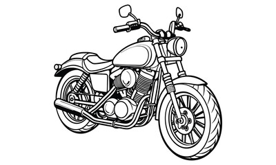 Fototapeta premium Harley-Davidson Sportster Kids vector line art and silhouette t shirt design, elegant detailed illustration, perfect for printable coloring pages, art therapy relaxation and stress relief.