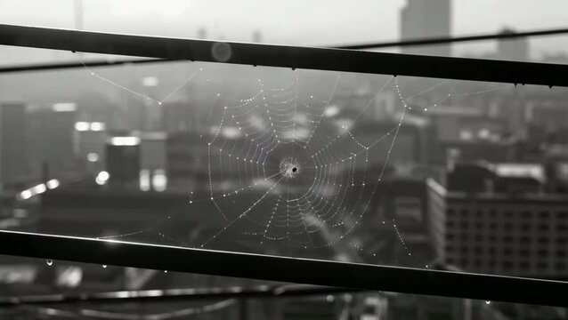 Telaraña en un dia de lluvia