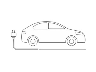 3d electric car single line art on continuous one 