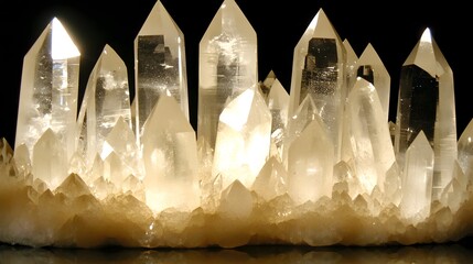 Luminous Crystal Cluster Quartz Geode Formation