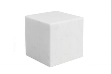 Fototapeta premium White marble cube spinning slowly, revealing polished surface against transparent backdrop, ideal for minimalist product presentations