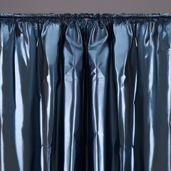 Elegant Dark Blue Silk Drape Curtains Fabric Texture