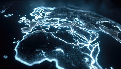 Globed map, glowing, digital, world, borders, Europe, Middle East