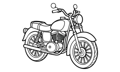 Obraz premium Royal Enfield Classic Kids silhouette and vector line art t shirt design, intricate detailed drawing, adult coloring pages, printable art for stress relief and relaxation, high-quality illustration.