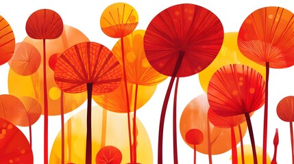 Abstract Red Orange Autumn Trees Forest Landscape