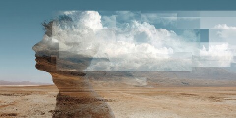 Dreamy Silhouette Blending with Nature Landscape