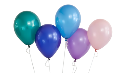 Airborne Jewels: A constellation of vibrant balloons, each a unique hue, floats gently, evoking feelings of celebration and lighthearted joy.