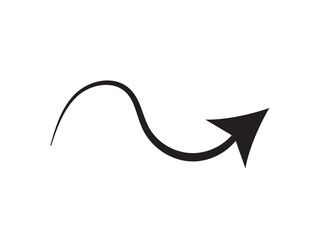 Black curved arrow pointing right, a simple graphic design element on white background.