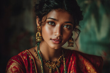 Beautiful indian woman in traditional saree