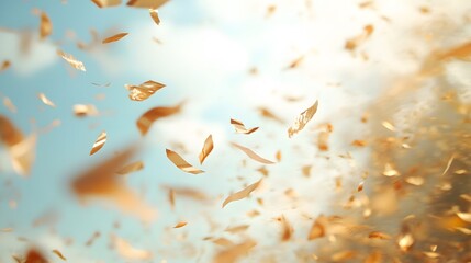 Golden Confetti Falling Sky Background Festive Celebration