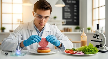 Food Science - Scientist Analyzing Burger.