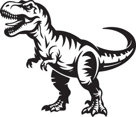 detailed anatomical vector drawing of tyrannosaurus rex with muscle emphasis black and white line art style