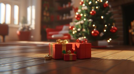 Christmas Gifts Under Decorated Tree Festive Room