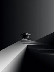 Solitary Figure on Abstract Landscape with House