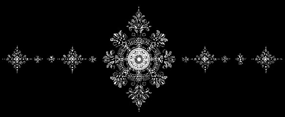 Snow Flake Saree design concept - Indian Traditionaland Cultural Rangoli, Alpoa, Kolam or Paisley vectorline art