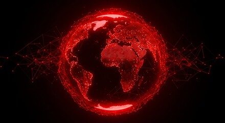 Futuristic Red Planet Earth Hologram.