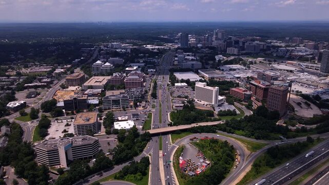 Tysons, Virginia City Skyline with Transportation Arteries

