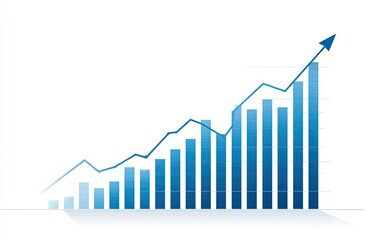 Blue upward trend graph with rising bars