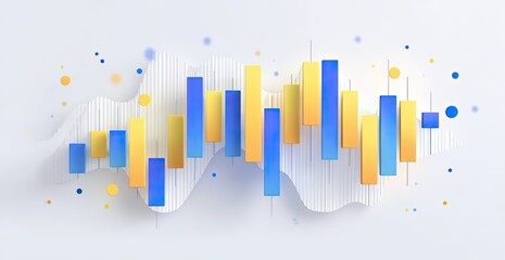 Abstract data visualization,  colorful bar graphs on a white textured background