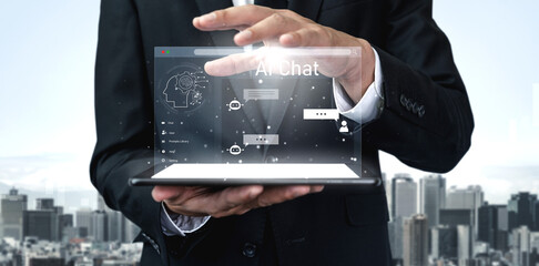 AI chatbot interface facilitates communication, chatbot, and AI interaction for automated user support and information exchange Vouch