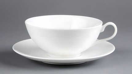 Fototapeta premium Elegant White Teacup and Saucer Set Studio Photography