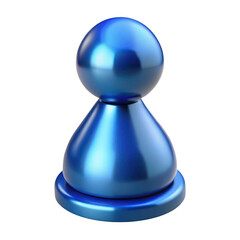 3d blue chess pawn isolated on transparent background