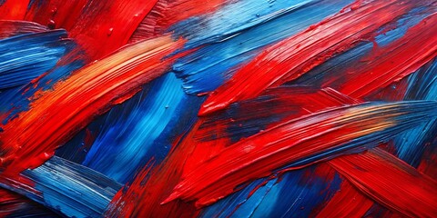 Bold red and blue abstract paint strokes texture