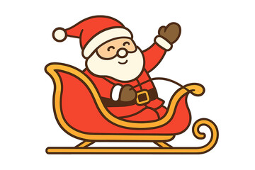 Cartoon Santa Claus waving from festive red sleigh santa claus riding sleigh