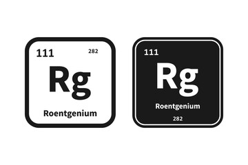 Roentgenium, Rg, chemical periodic table element icon. The chemical element of the periodic table. Icon with molar mass and atomic number for lab, science or chemistry class.