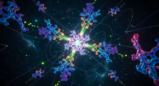 Targeted protein degradation TPD molecular structure biotechnology drug discovery proteolysis medical research scientific visualization
