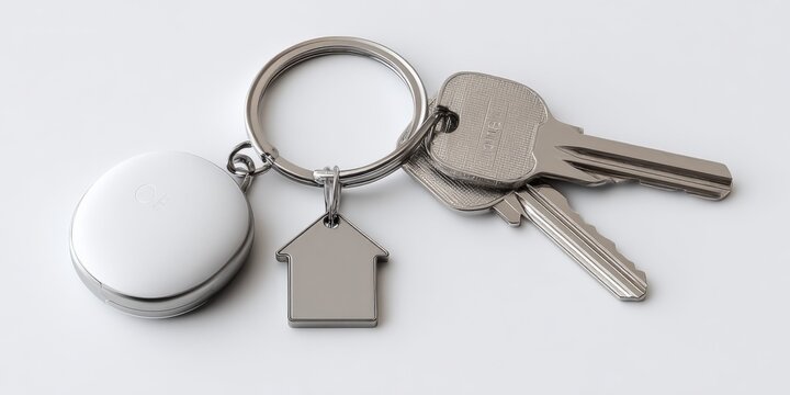 Keys with house keychain and tracker, perfect for real estate, security, or home organization concepts - Powered by Adobe