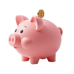 Pink piggy bank coin savings finance isolated plastic cute cheerful money box transparency background