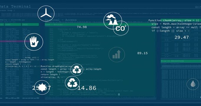 Dashboard opening showing metric icons drifting, updating values and sliding panel showing data