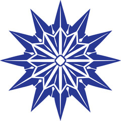 Geometric Blue Star Design Shining Brightly with Angular Lines and Sharp Points, Decorative Ornament