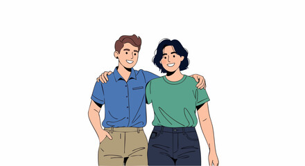 Fototapeta premium Couple gay embrace with genuine affection, featuring two men with arms around each other. Couple gay relationship concept,
