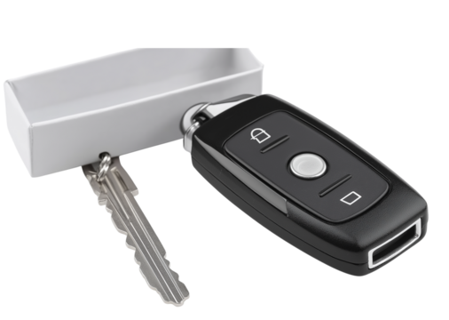 car remote key with alarm system isolated on a white background, 