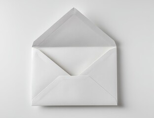 Open white envelope on white surface
