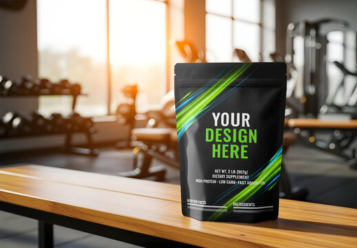 Supplement Pouch Mockup Protein Powder