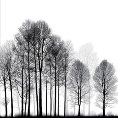line drawing of black trees simple lines simple and clear lines solid tree shape without branches or leaves simple pattern style no shadows high contrast betwee.