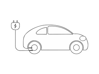 mascot electric car single line art jpg continuous on white background